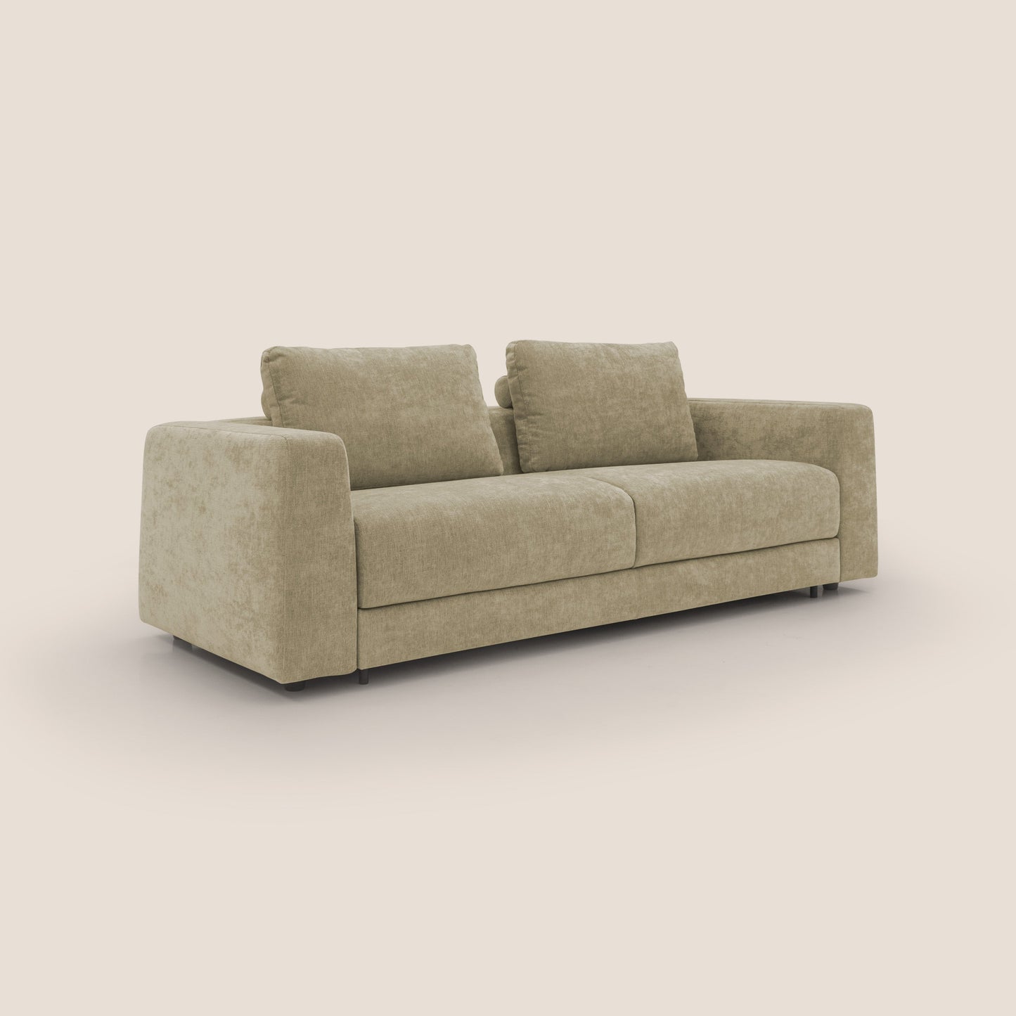 Freia Divano letto minimal materasso h15 cm con morbidi schienali in tessuto impermeabile T14 beige
