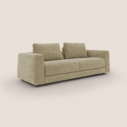 Freia Divano letto minimal materasso h15 cm con morbidi schienali in tessuto impermeabile T14 beige
