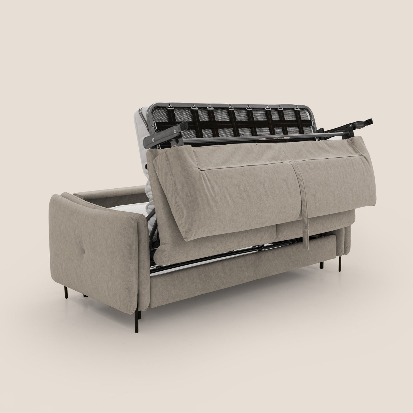 Gregory Divano letto con materasso h18 cm in microfibra effetto velluto impermeabile T09 tortora 