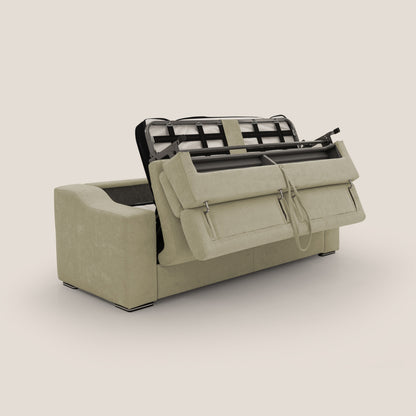 Bomber divano letto matrimoniale con poggiatesta in tessuto impermeabile T14 beige 