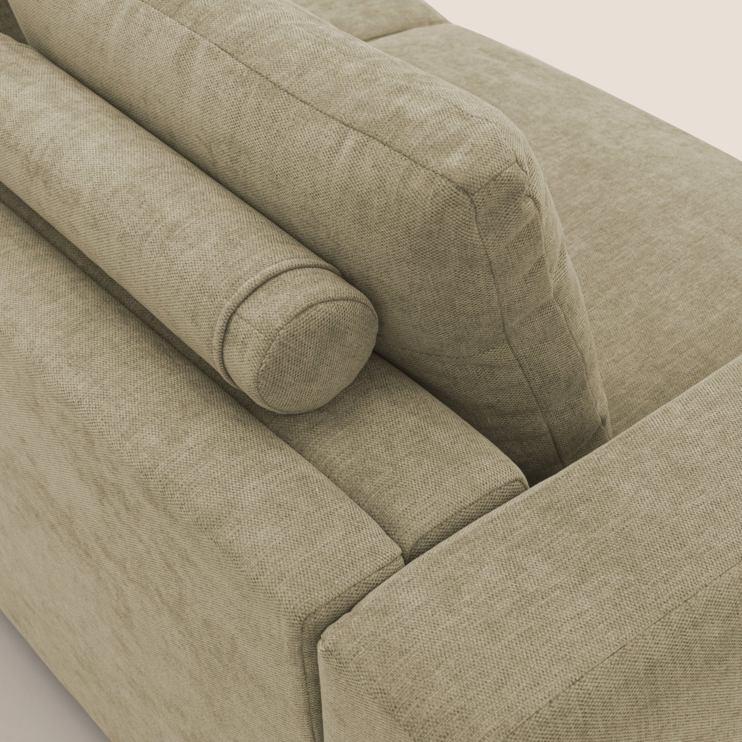 Freia Divano letto minimal materasso h15 cm con morbidi schienali in tessuto impermeabile T14 beige