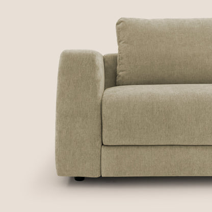 Freia Divano letto minimal materasso h15 cm con morbidi schienali in tessuto impermeabile T14 beige