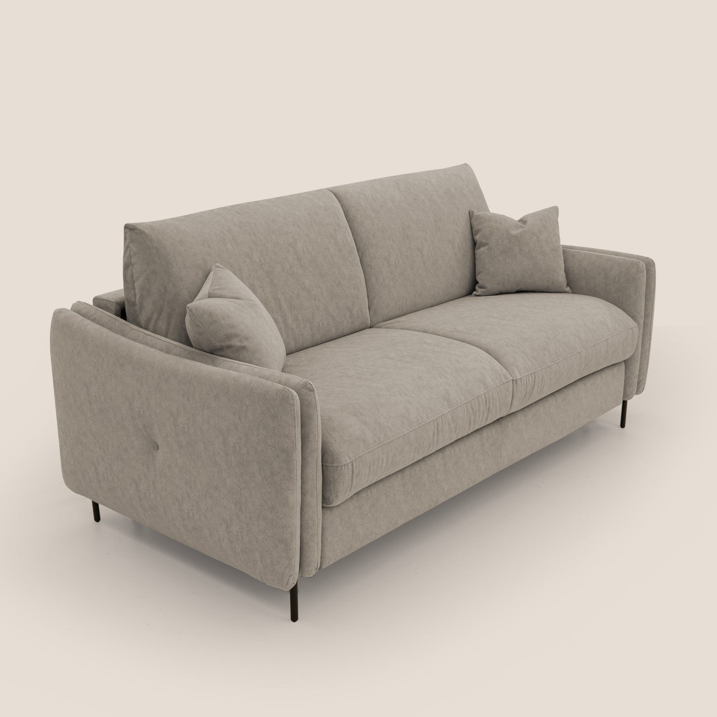 Gregory Divano letto con materasso h18 cm in microfibra effetto velluto impermeabile T09 tortora 