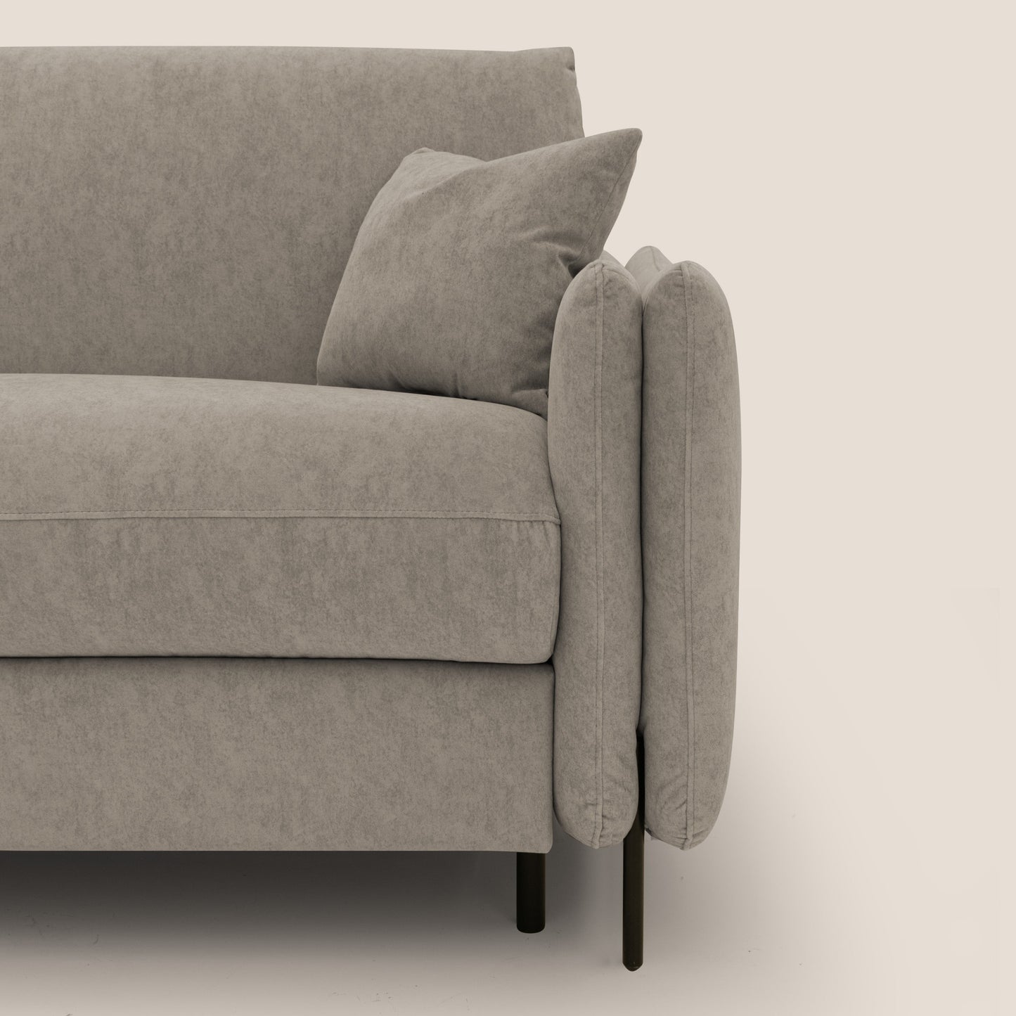 Gregory Divano letto con materasso h18 cm in microfibra effetto velluto impermeabile T09 tortora 