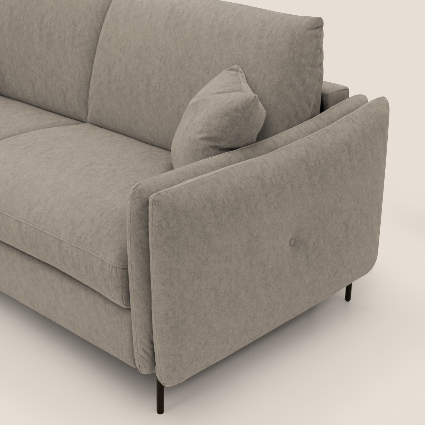 Gregory Divano letto con materasso h18 cm in microfibra effetto velluto impermeabile T09 tortora 