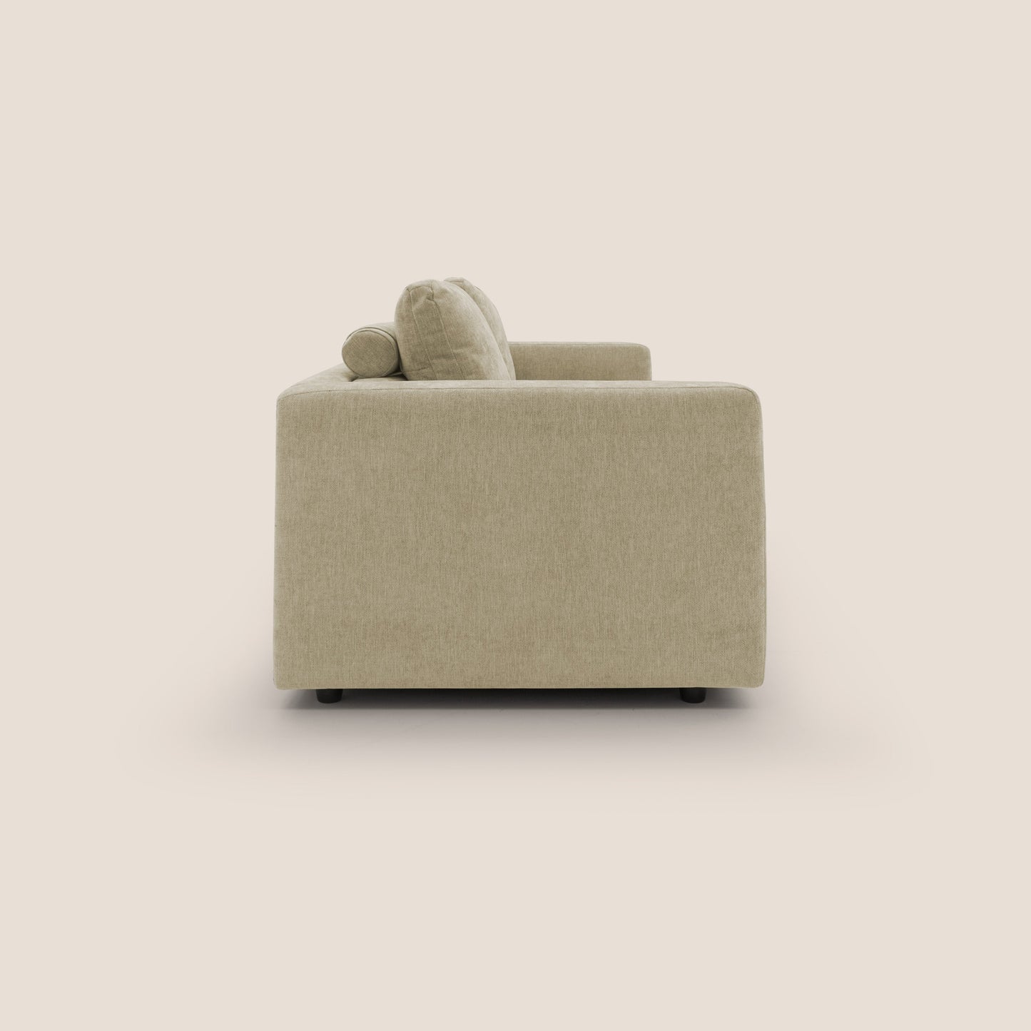Freia Divano letto minimal materasso h15 cm con morbidi schienali in tessuto impermeabile T14 beige