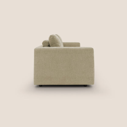 Freia Divano letto minimal materasso h15 cm con morbidi schienali in tessuto impermeabile T14 beige