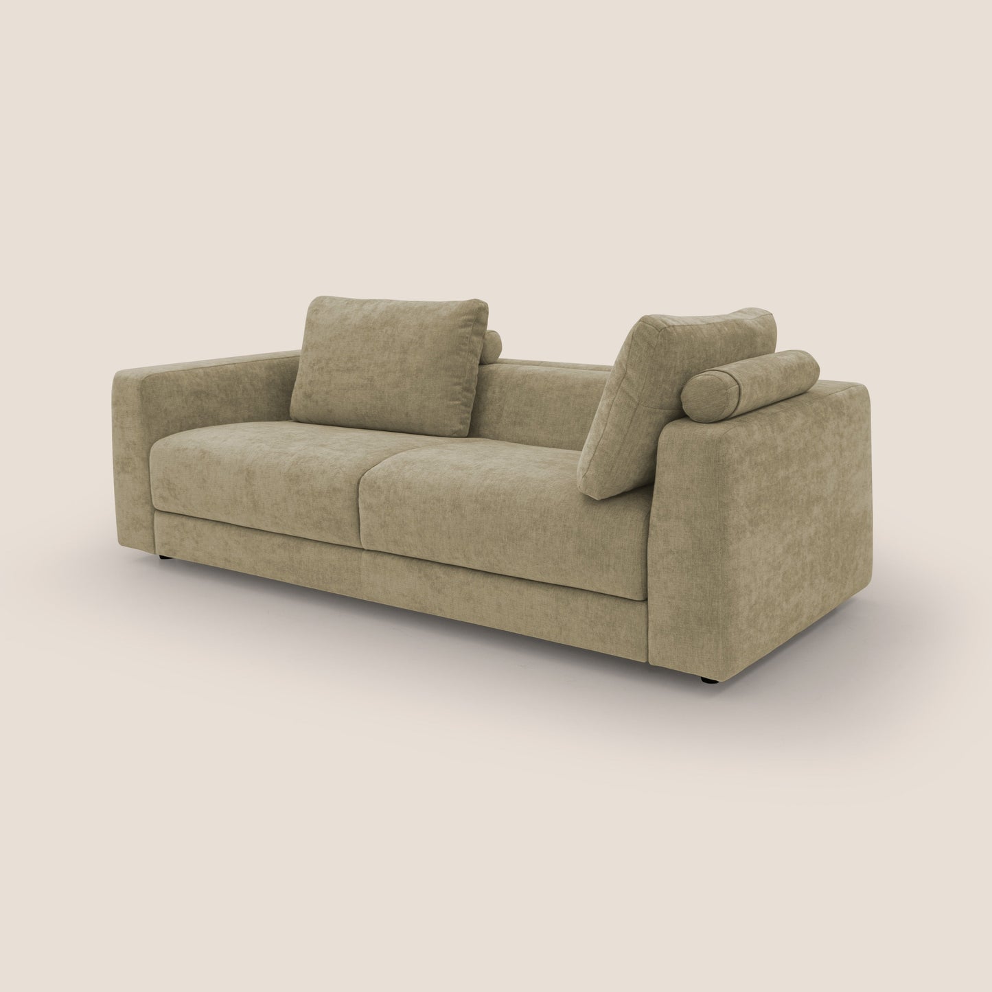 Freia Divano letto minimal materasso h15 cm con morbidi schienali in tessuto impermeabile T14 beige