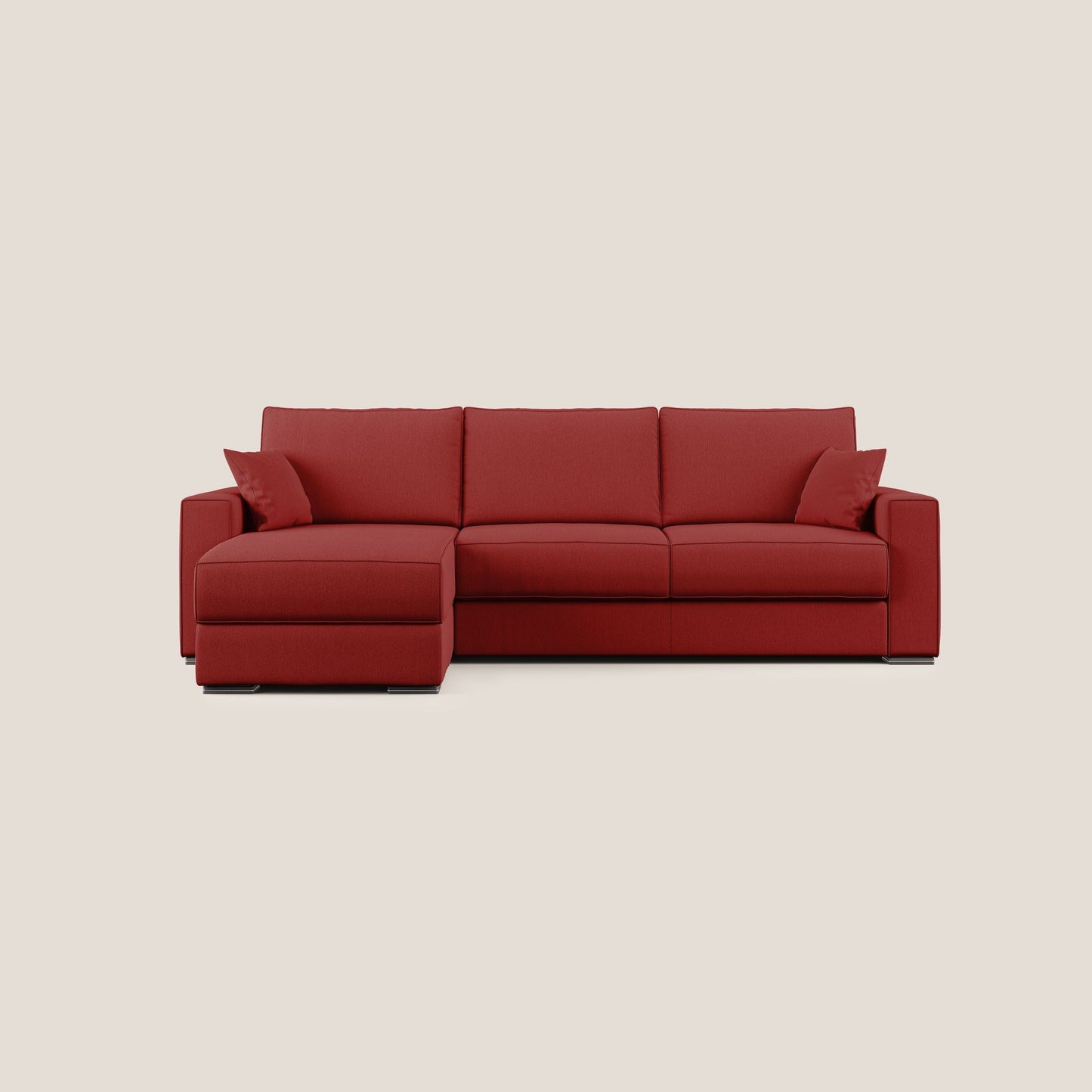 Dream Divano letto angolare in tessuto smacchiabile T05 rosso 