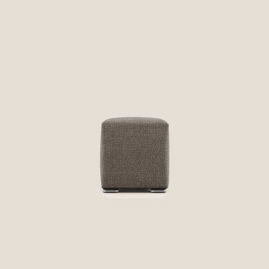 Pouf cubo in morbido tessuto impermeabile ad intreccio melangiato T06 marrone
