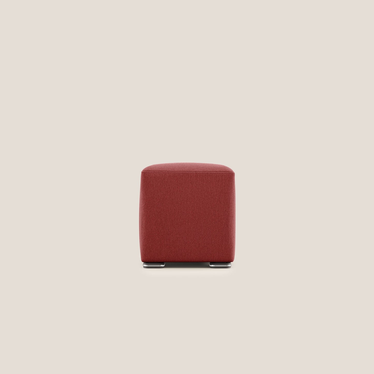 Pouf cubo in tessuto morbido smacchiabile T05 rosso