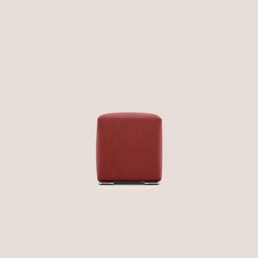 Pouf cubo in tessuto morbido smacchiabile T05 rosso