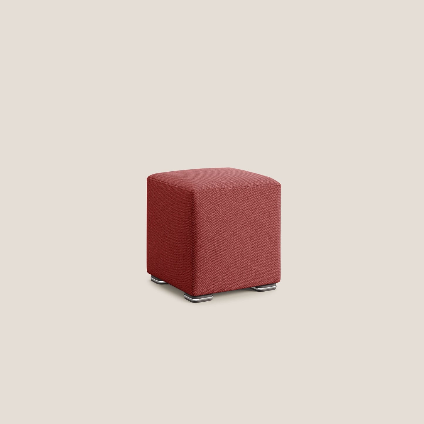 Pouf cubo in tessuto morbido smacchiabile T05 rosso