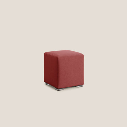Pouf cubo in tessuto morbido smacchiabile T05 rosso