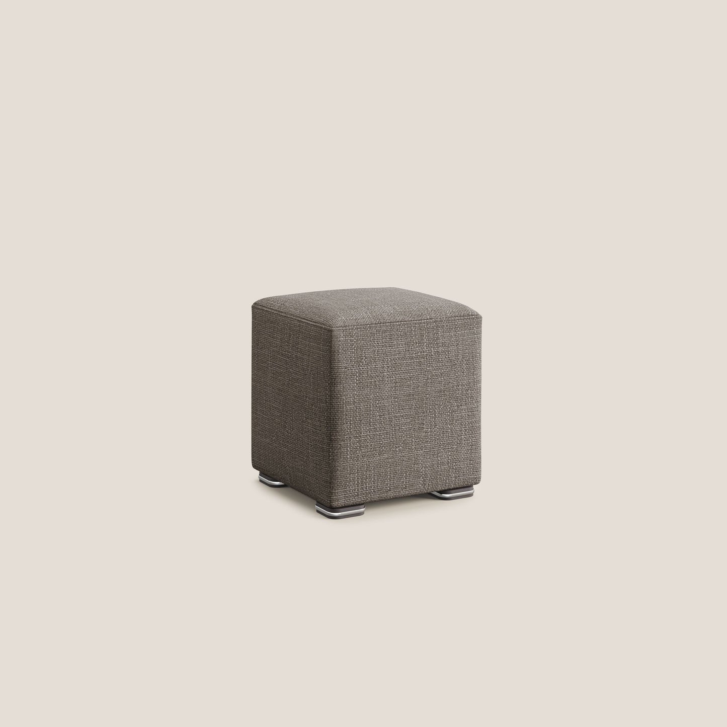 Pouf cubo in morbido tessuto impermeabile ad intreccio melangiato T06 marrone