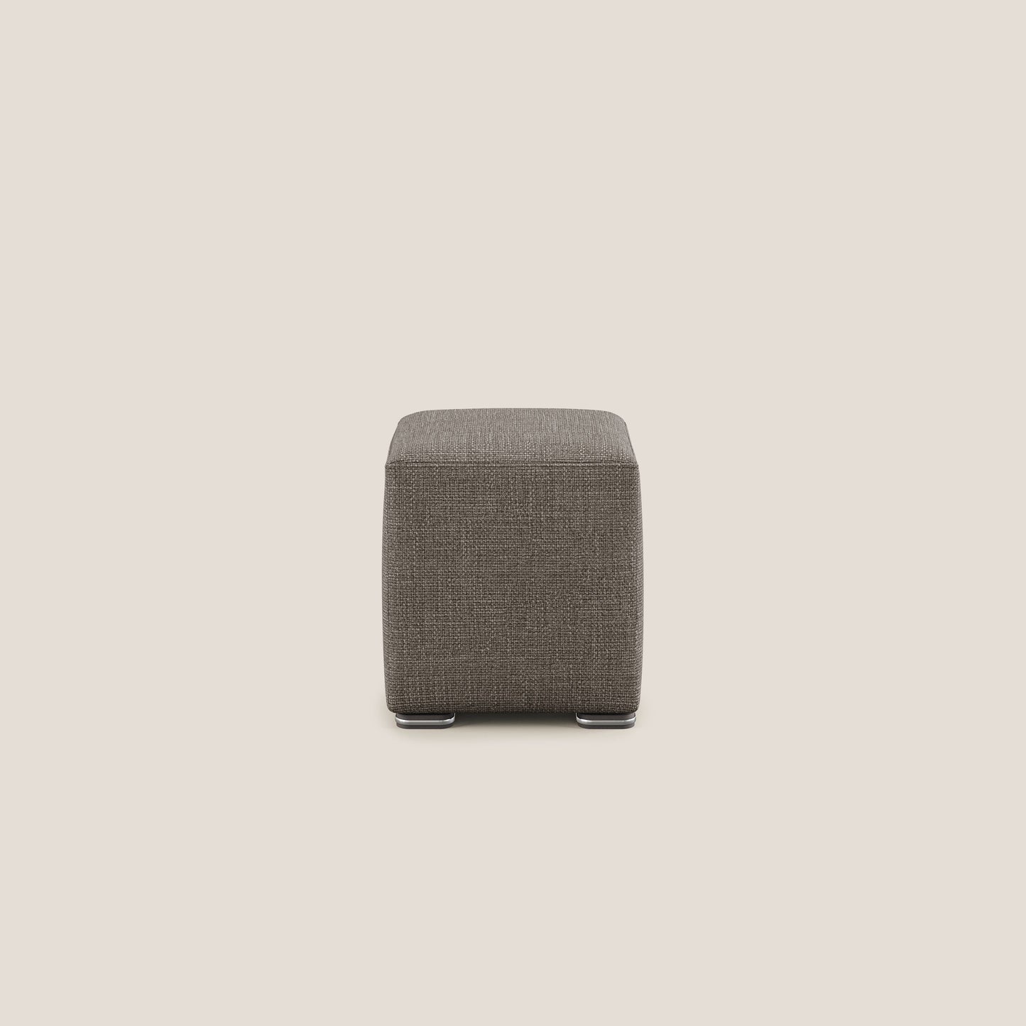 Pouf cubo in morbido tessuto impermeabile ad intreccio melangiato T06 marrone