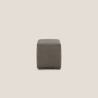Pouf cubo in morbido tessuto impermeabile ad intreccio melangiato T06 marrone