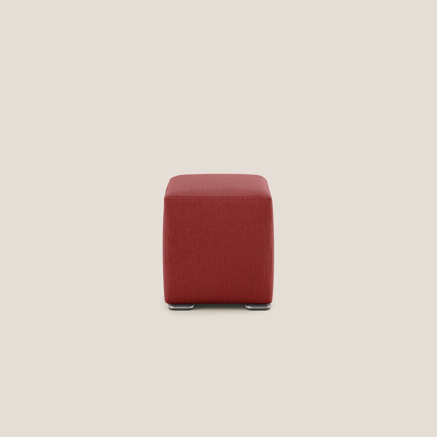 Pouf cubo in tessuto morbido smacchiabile T05 rosso
