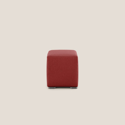 Pouf cubo in tessuto morbido smacchiabile T05 rosso