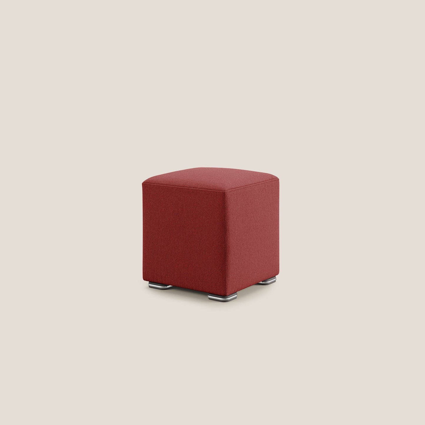 Pouf cubo in tessuto morbido smacchiabile T05 rosso