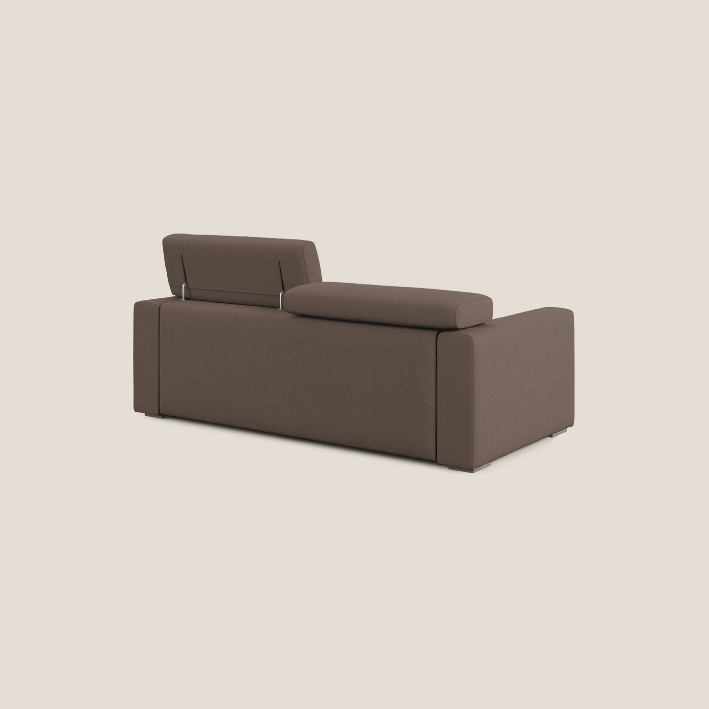 Dylan divano allungabile con pouf estraibile poggiapiedi in tessuto fiammato simil cotone impermeabile T19 marrone
