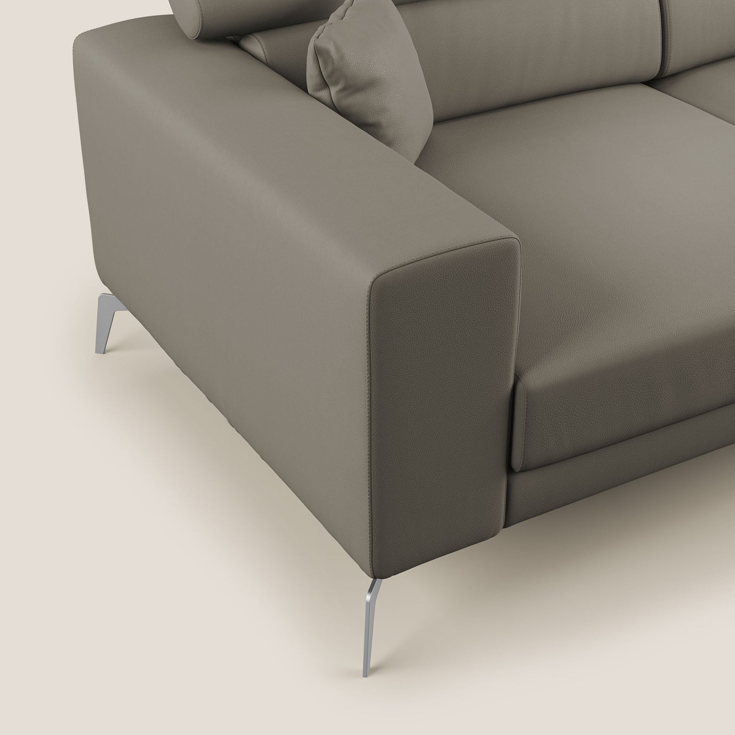 Blade Divano moderno con poggiatesta reclinabili in Ecopelle T04 talpa