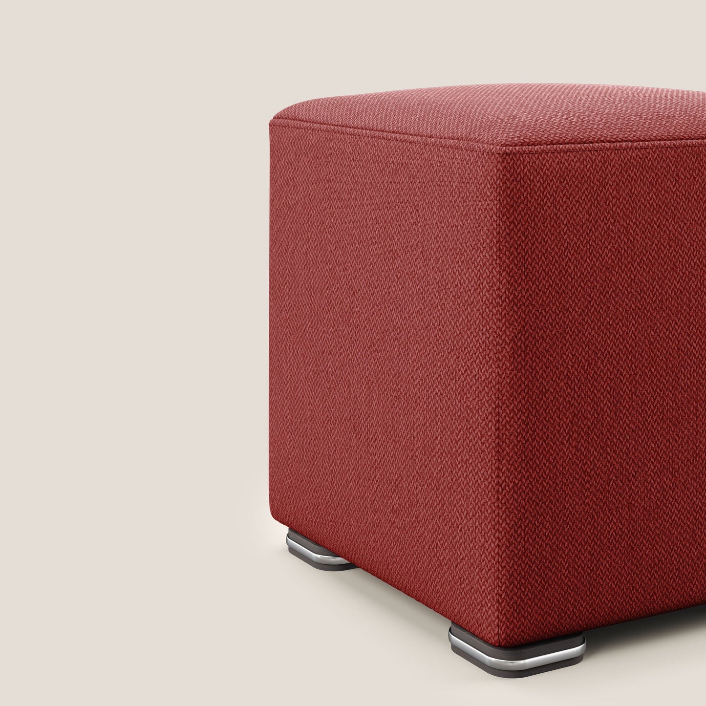 Pouf cubo in tessuto morbido smacchiabile T05 rosso