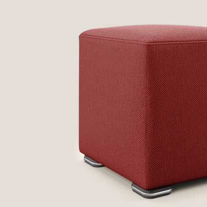 Pouf cubo in tessuto morbido smacchiabile T05 rosso