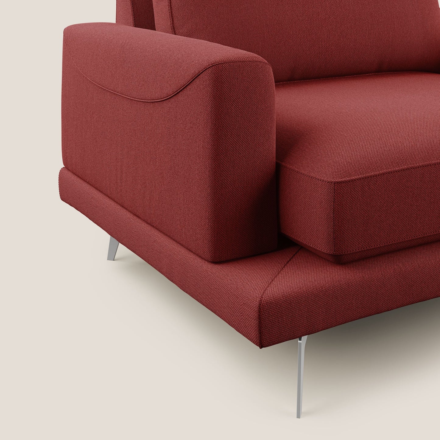 Dorian poltrona moderna in tessuto smacchiabile T05 rosso