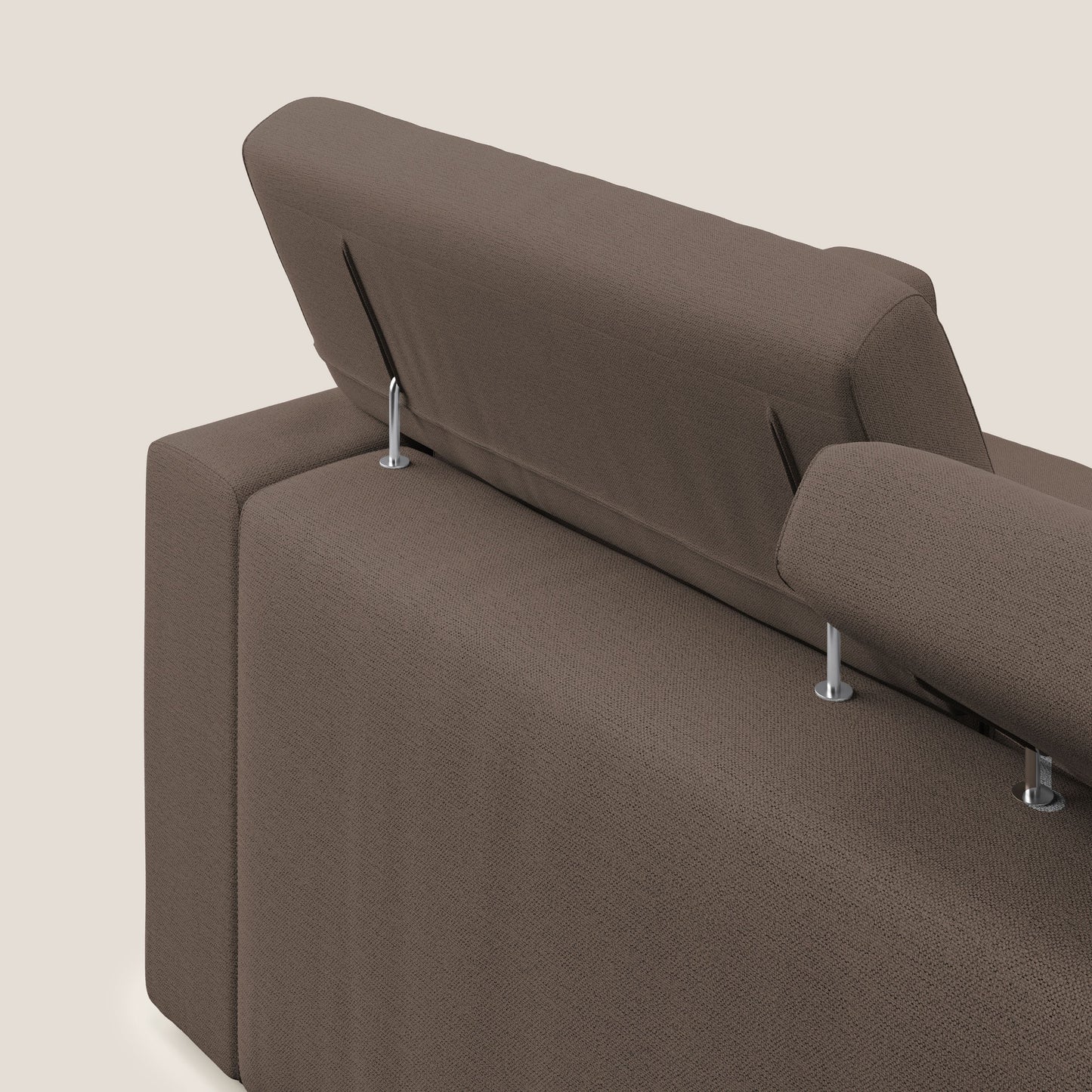 Dylan divano a 3 sedute con pouf estraibile poggiapiedi in tessuto fiammato simil cotone impermeabile T19 marrone