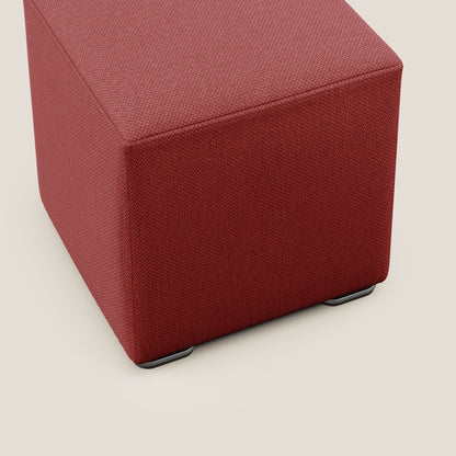 Pouf cubo in tessuto morbido smacchiabile T05 rosso