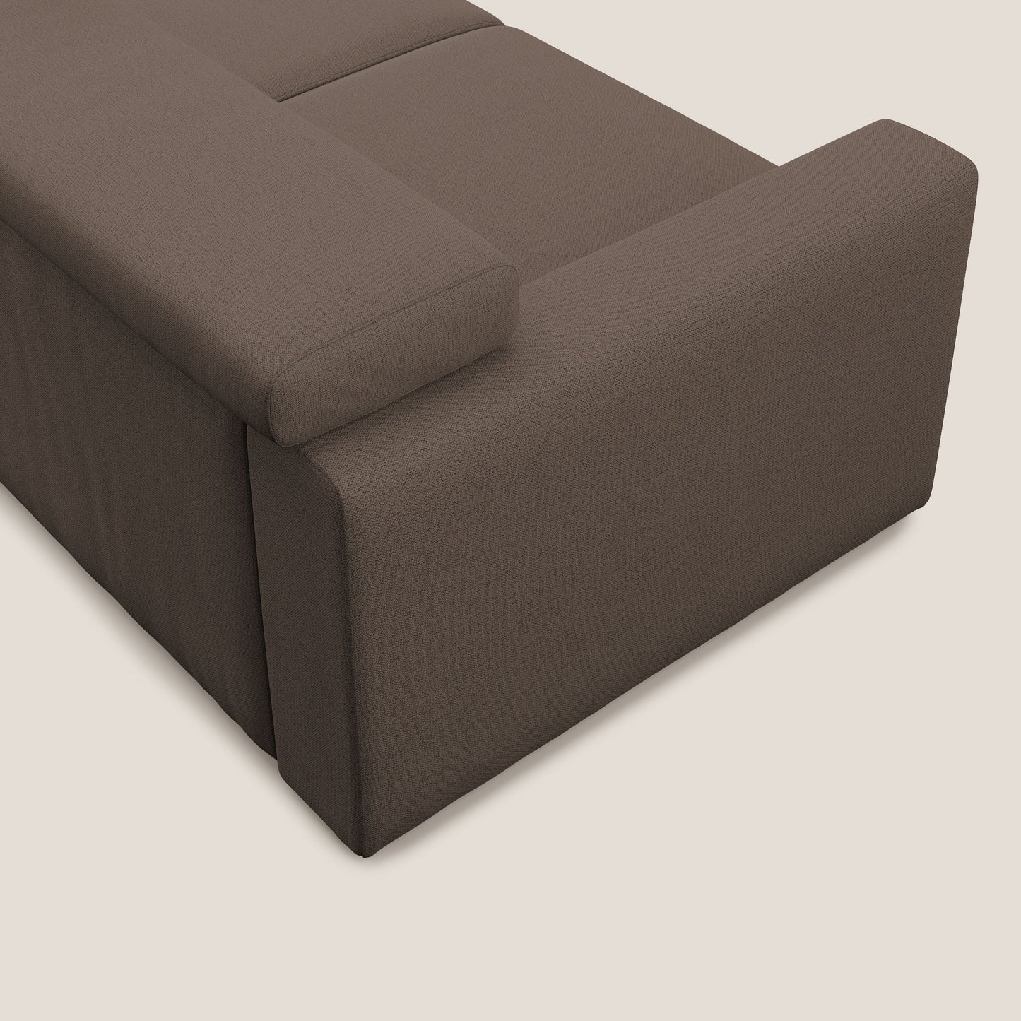 Dylan divano allungabile con pouf estraibile poggiapiedi in tessuto fiammato simil cotone impermeabile T19 marrone