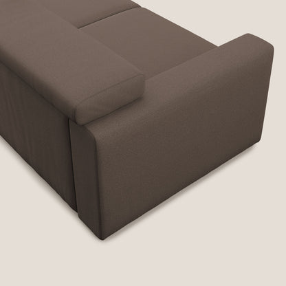 Dylan divano allungabile con pouf estraibile poggiapiedi in tessuto fiammato simil cotone impermeabile T19 marrone
