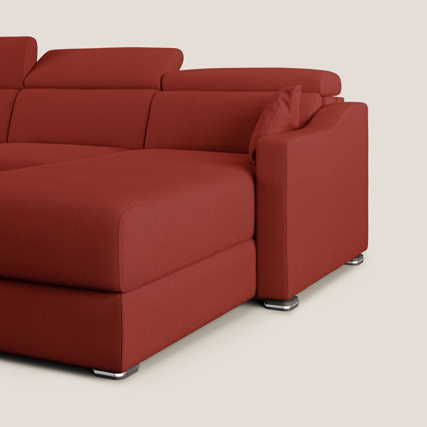 Divano letto angolare Amber in tessuto smacchiabile T05 rosso