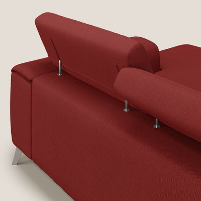 Fusion Divano angolare con sedute scorrevoli in tessuto morbido smacchiabile T05 rosso