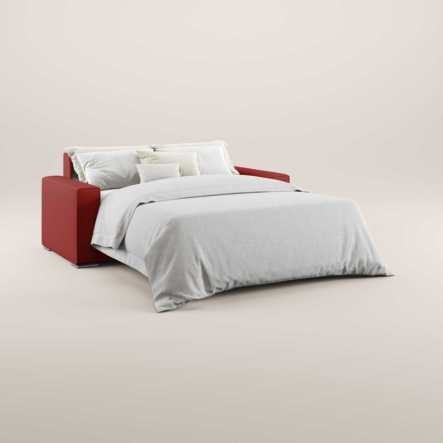 Dream Divano letto moderno dai morbidi cuscini in tessuto smacchiabile T05 rosso