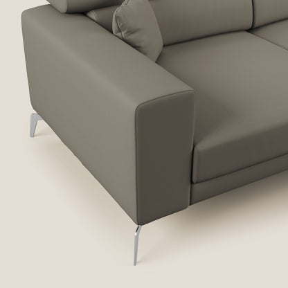 Blade Divano moderno angolare con poggiatesta reclinabili in Ecopelle T04 talpa