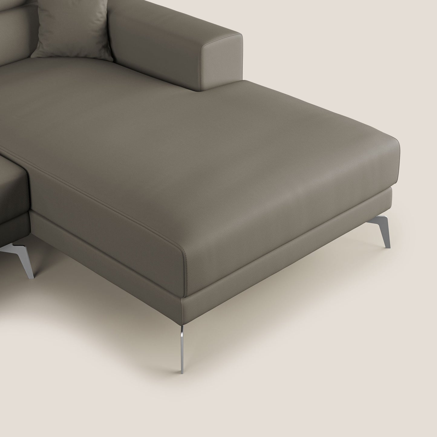 Blade Divano moderno angolare con poggiatesta reclinabili in Ecopelle T04 talpa