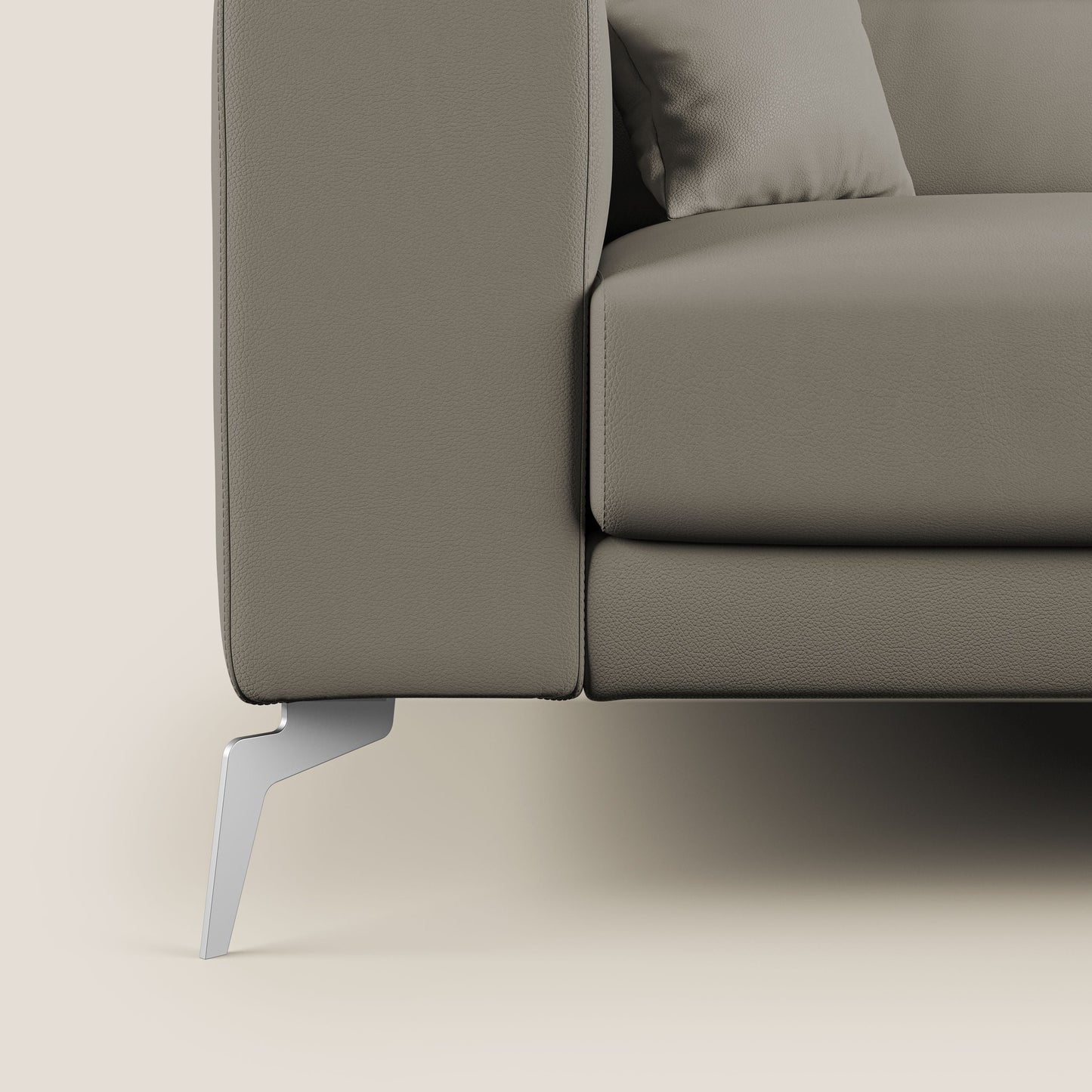 Blade Divano moderno angolare con poggiatesta reclinabili in Ecopelle T04 talpa