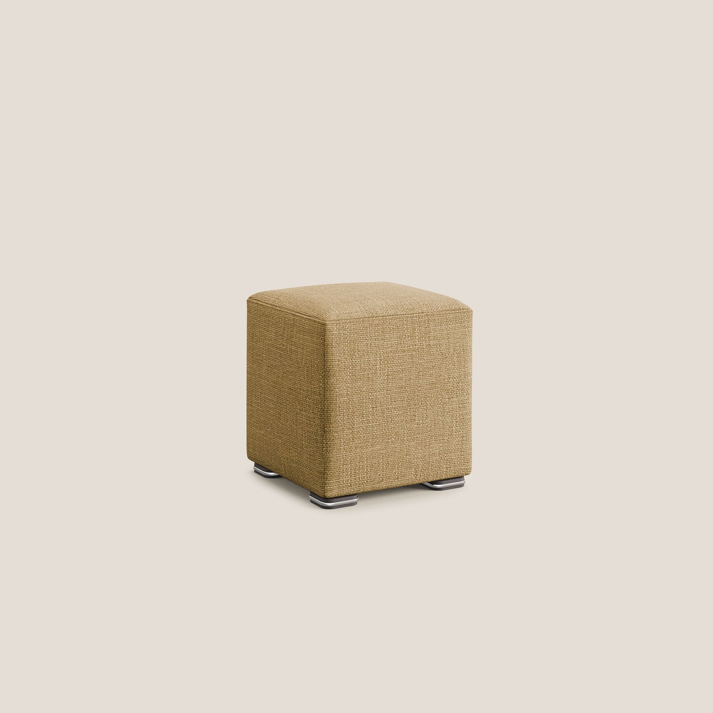 Pouf cubo in morbido tessuto impermeabile ad intreccio melangiato T06 giallo