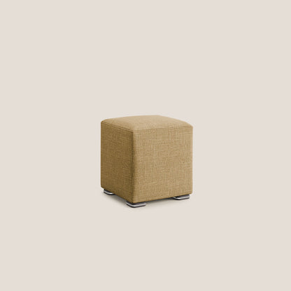 Pouf cubo in morbido tessuto impermeabile ad intreccio melangiato T06 giallo