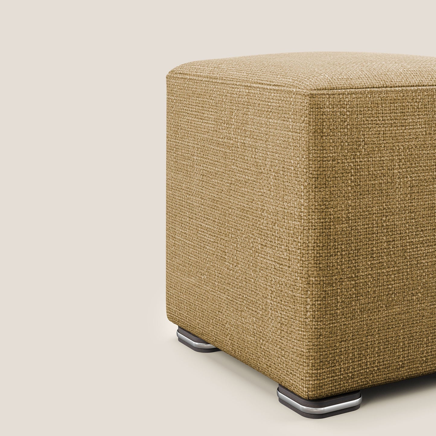 Pouf cubo in morbido tessuto impermeabile ad intreccio melangiato T06 giallo