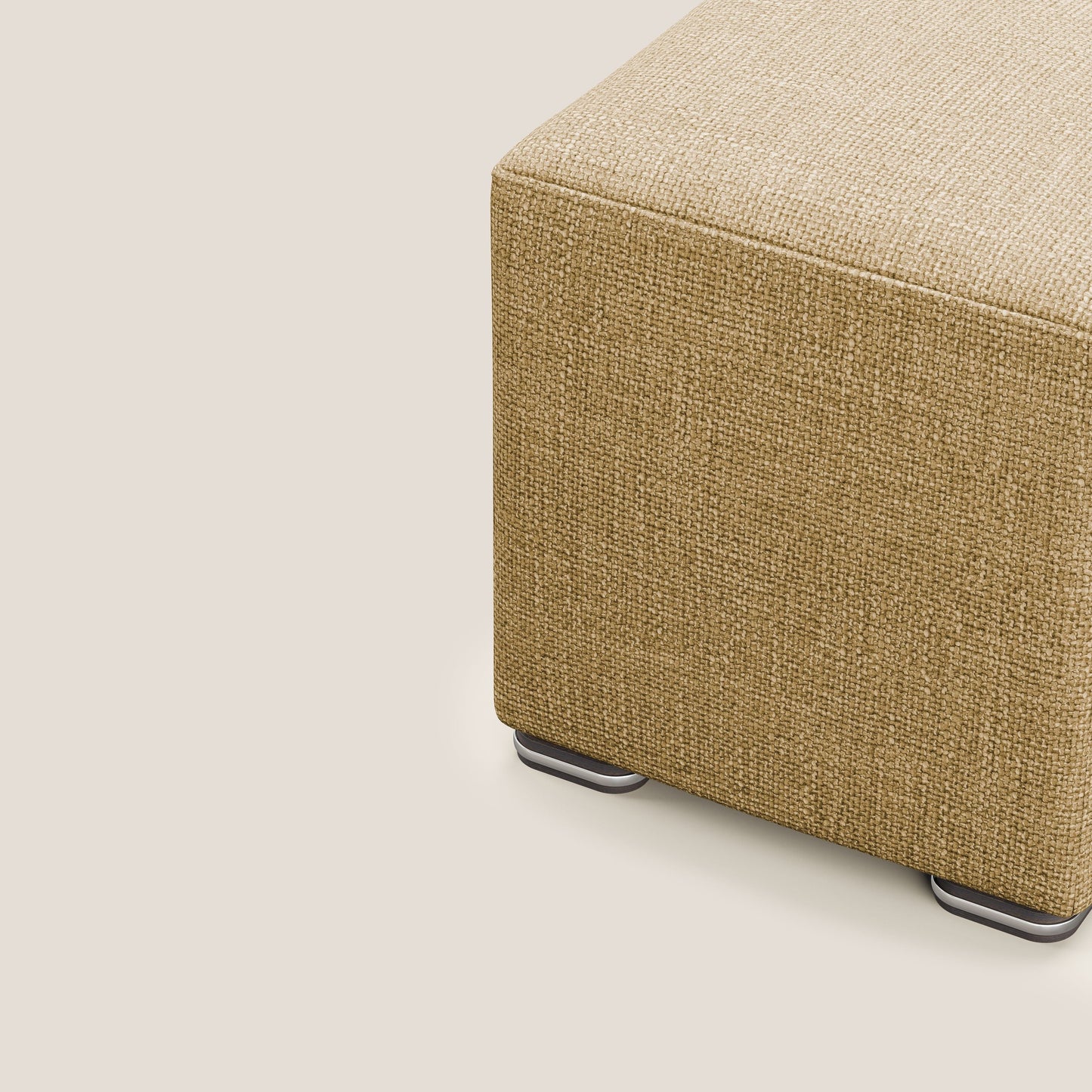 Pouf cubo in morbido tessuto impermeabile ad intreccio melangiato T06 giallo