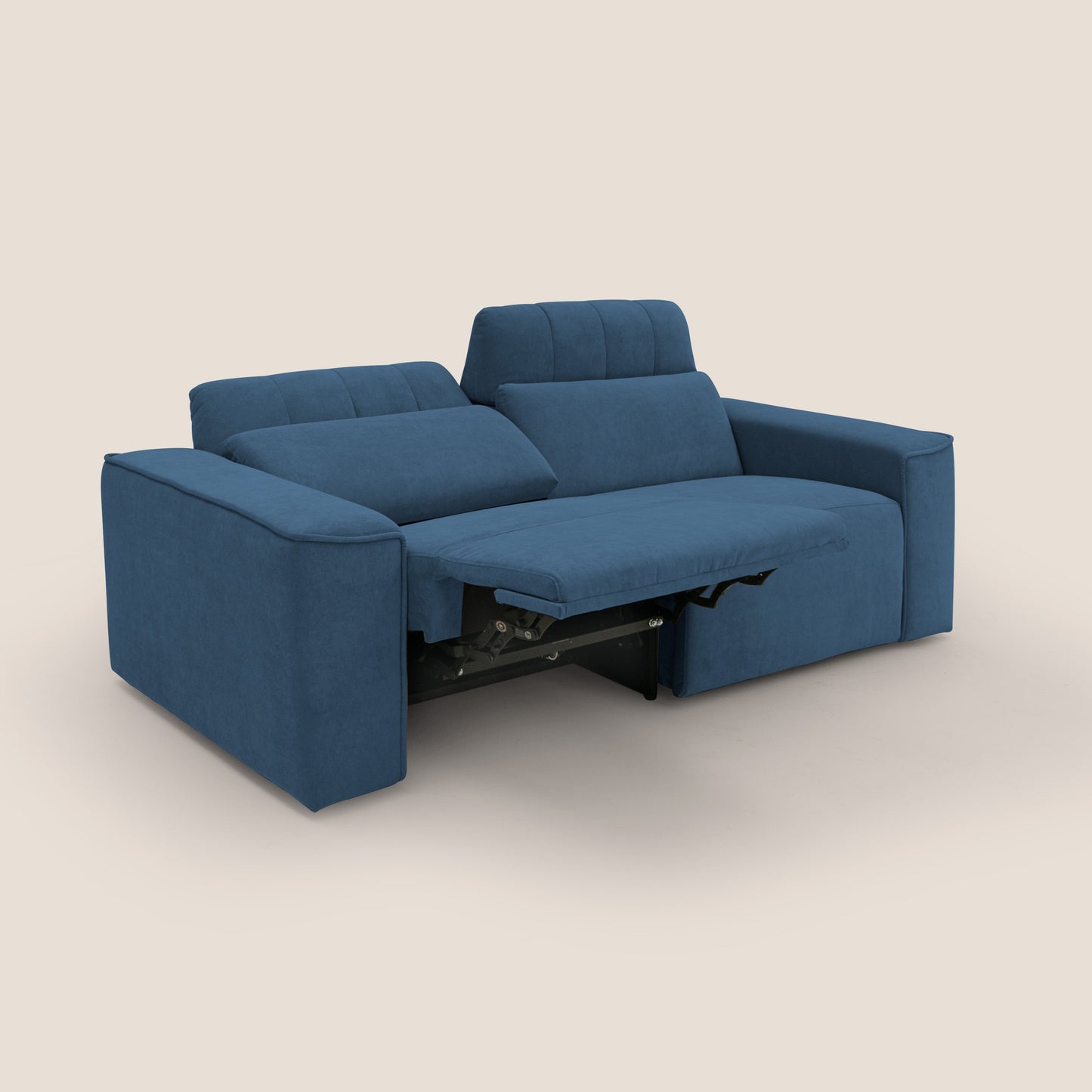 Clark Divano modulare con opzione relax elettrico in tessuto smaltabile impermeabile T17 blu