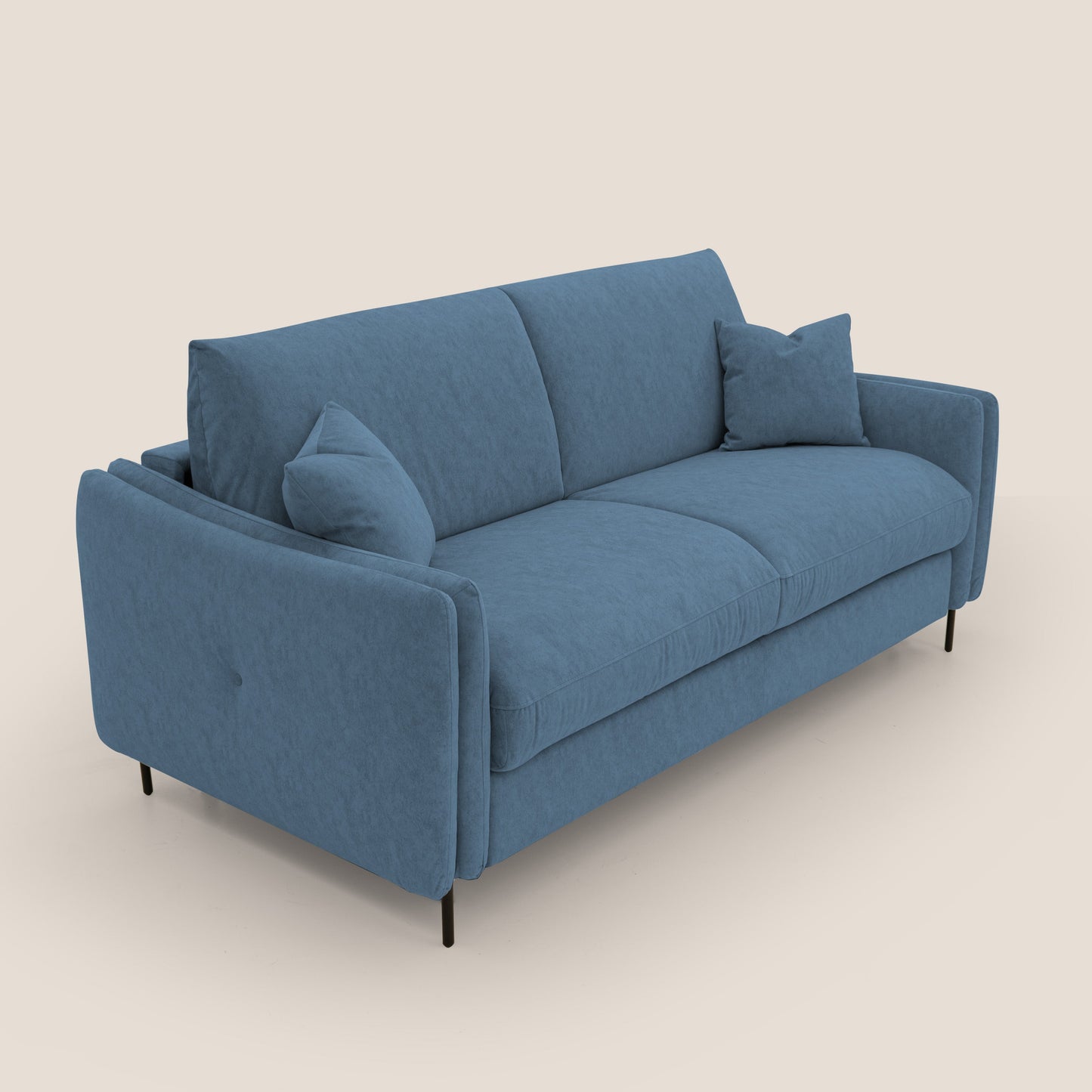 Gregory Divano letto con materasso h18 cm in microfibra effetto velluto impermeabile T09 blu 