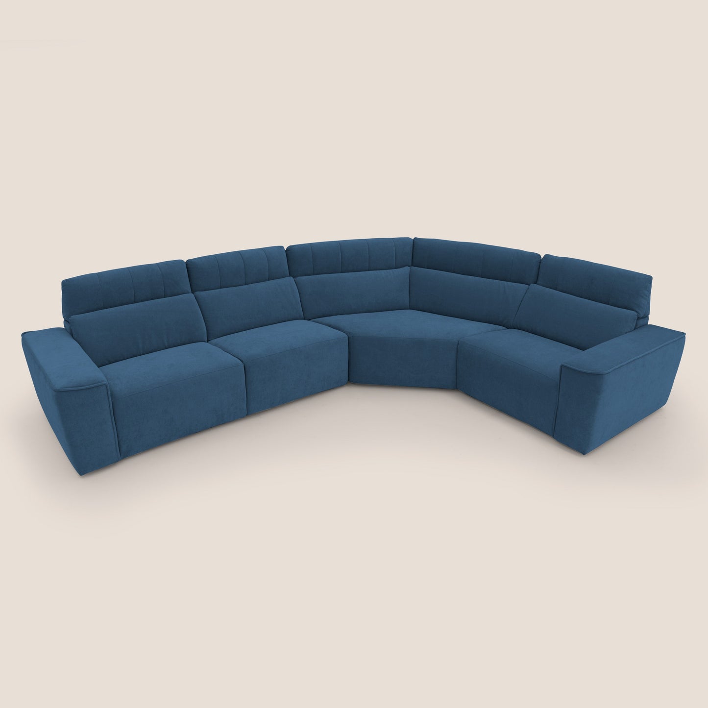 Clark Divano modulare angolare REVERSIBILE con opzione relax elettrico in tessuto smacchiabile impermeabile T17 blu