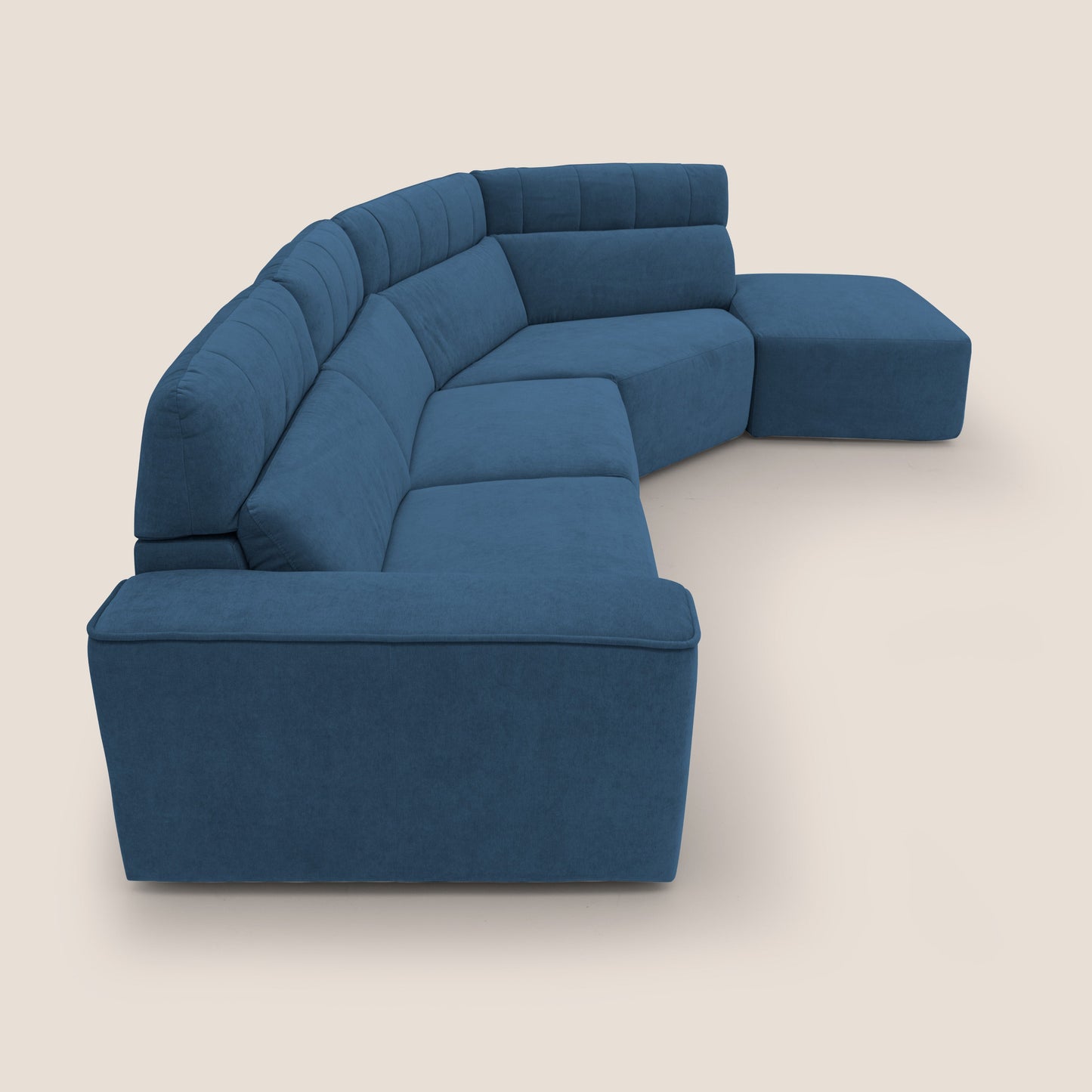 Clark Divano angolare con opzione relax elettrico in tessuto smaltabile impermeabile T17 blu