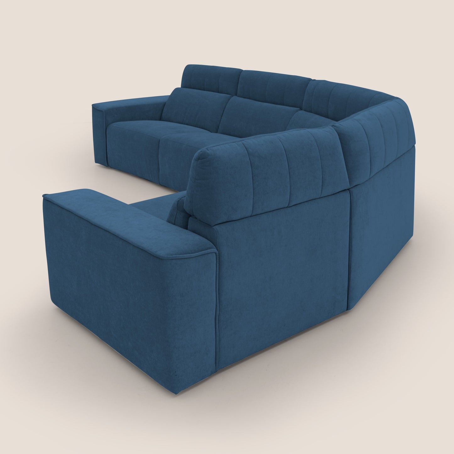 Clark Divano modulare angolare REVERSIBILE con opzione relax elettrico in tessuto smacchiabile impermeabile T17 blu