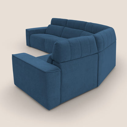 Clark Divano modulare angolare REVERSIBILE con opzione relax elettrico in tessuto smacchiabile impermeabile T17 blu