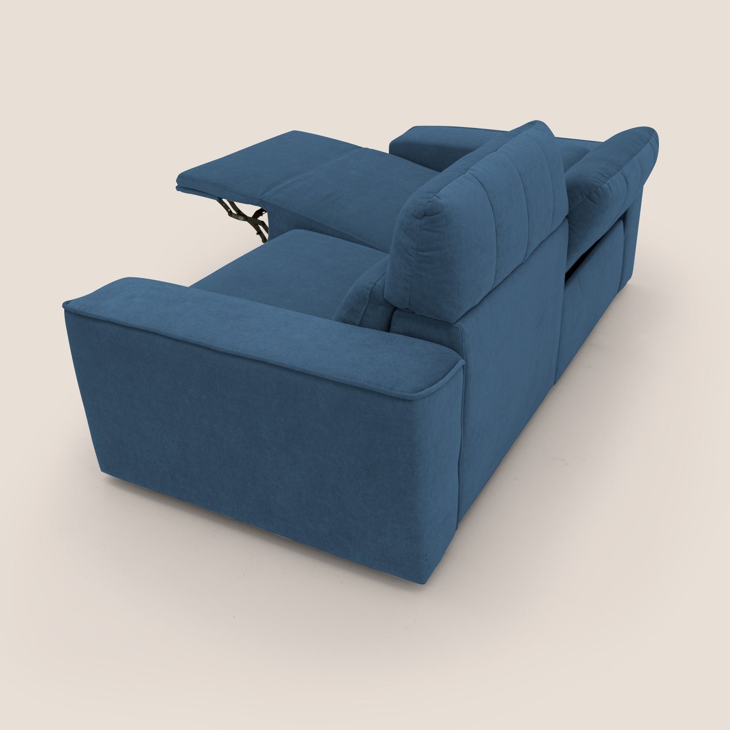 Clark Divano modulare con opzione relax elettrico in tessuto smaltabile impermeabile T17 blu